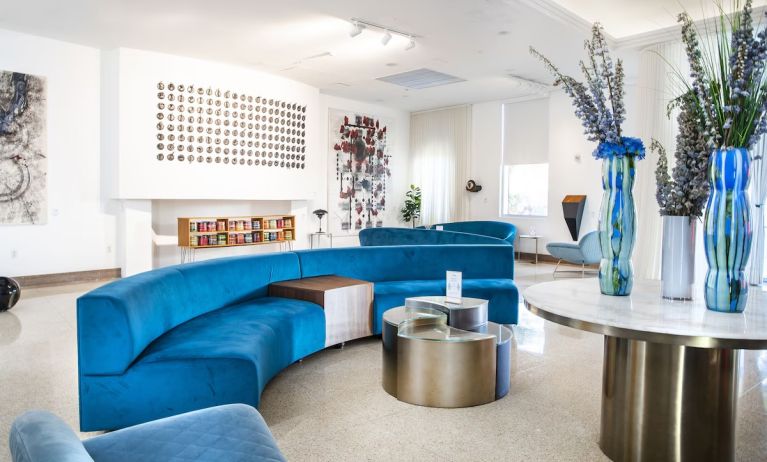 Lobby and coworking lounge at The Sagamore Hotel South Beach.