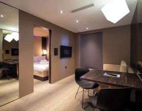 Double day use room with workspace and private bathroom at Bloc Hotel Birmingham.