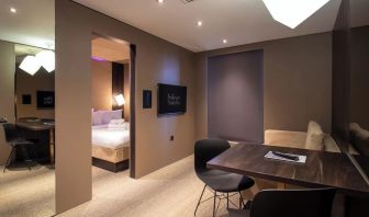 Double day use room with workspace and private bathroom at Bloc Hotel Birmingham.