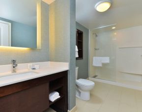 Guest bathroom with shower at Residence Inn Champaign.