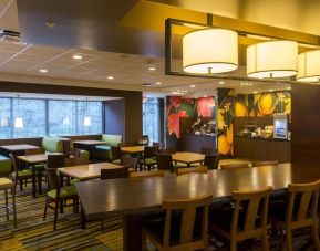 Dining area perfect for coworking at Fairfield Inn And Suites Cambridge Ohio.