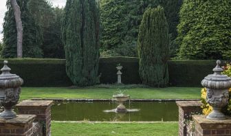 Beautiful garden with fountain at Barnett Hill Hotel.