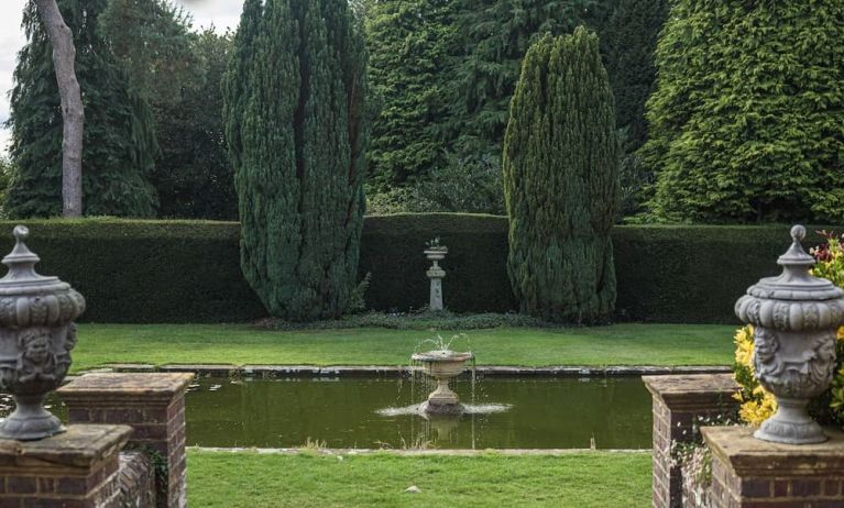 Beautiful garden with fountain at Barnett Hill Hotel.