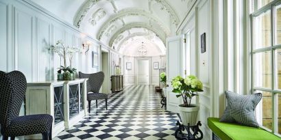 Interior hallway at Barnett Hill Hotel.