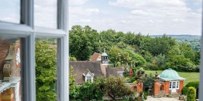 Room view to the hotel's garden at Barnett Hill Hotel.