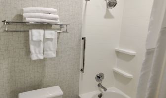 Guest bathroom with shower and tub at Holiday Inn Express Newberg - Wine Country.