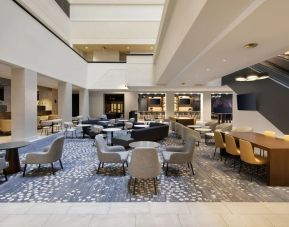 Lobby and coworking lounge at Hyatt Regency Milwaukee.