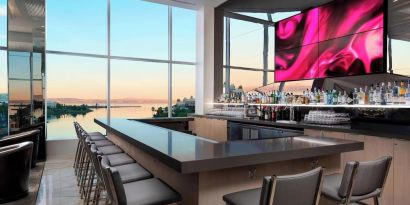 Hotel bar at AC Hotel By Marriott SFO/Oyster Point Waterfront.