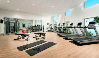 Fully equipped fitness center at AC Hotel By Marriott SFO/Oyster Point Waterfront.