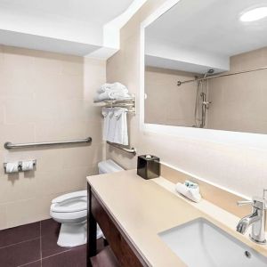 Guest bathroom with shower at Best Western Inn At Ramsey.