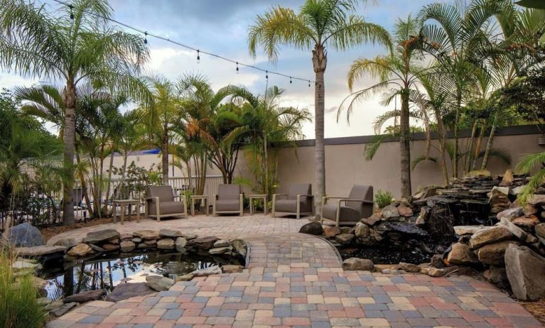 Seats available in koi pond at Courtyard By Marriott Tampa Oldsmar.