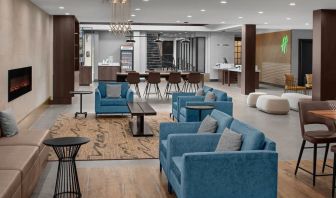 Lobby and coworking lounge at Holiday Inn Hasbrouck Heights-Meadowlands.