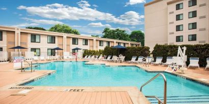 Refreshing outdoor pool at Holiday Inn Hasbrouck Heights-Meadowlands.