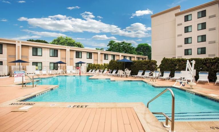 Refreshing outdoor pool at Holiday Inn Hasbrouck Heights-Meadowlands.