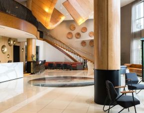 Lobby and coworking lounge at Renaissance Raleigh North Hills Hotel.