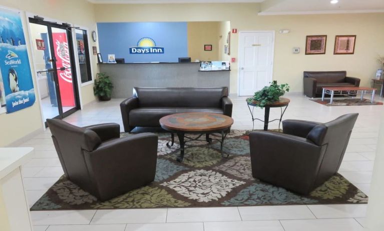 Lobby and coworking lounge at Days Inn By Wyndham San Antonio Northwest/Seaworld.