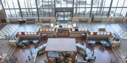 Lobby area at Atrium Hotel & Suites.