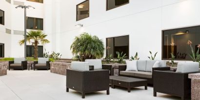 Outdoor furniture available at Courtyard By Marriott Redwood City.