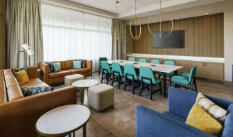 Lobby and coworking lounge at Hilton Garden Inn Sunnyvale.