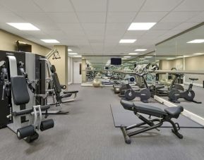 Fully equipped fitness center at Hyatt Place London Heathrow Airport.