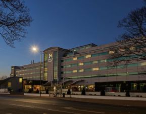 Hotel exterior at Hyatt Place London Heathrow Airport.