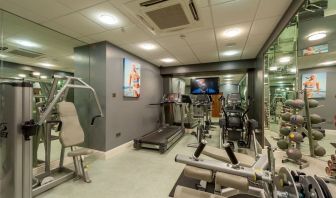 Fully equipped fitness center at Mercure Nottingham City Centre Hotel.