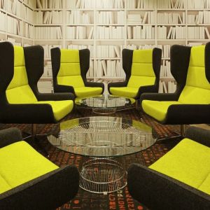 Comfortable lobby lounge at Ibis London Blackfriars Hotel.