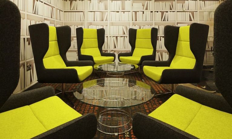 Comfortable lobby lounge at Ibis London Blackfriars Hotel.