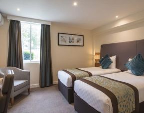 Bright and spacious day use twin room at Thistle London Heathrow Terminal 5 Hotel.