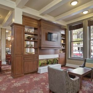 Lobby and coworking lounge at Staybridge Suites Baltimore - Inner Harbor.