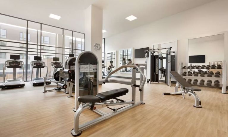 Fitness center at Embassy Suites Boulder.
