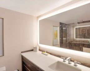 Guest bathroom with shower at Hilton McLean Tysons Corner.