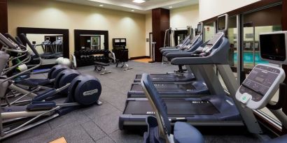 Fitness facility at Embassy Suites By Hilton Denver Downtown Convention Center.