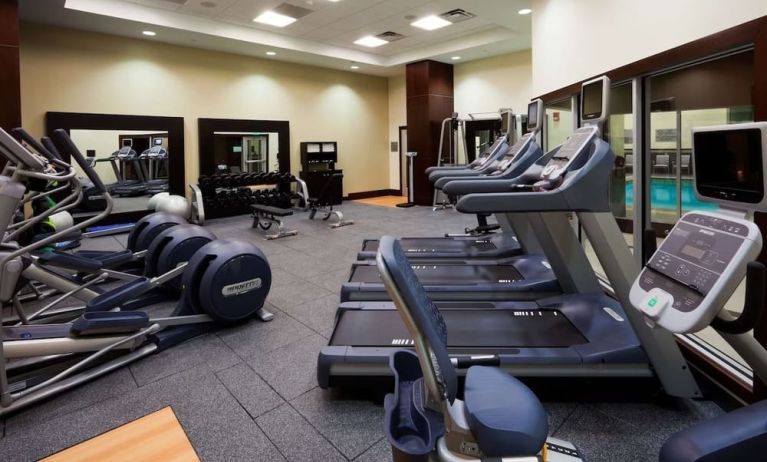 Fitness facility at Embassy Suites By Hilton Denver Downtown Convention Center.