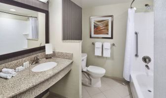 Guest bathroom with shower at Courtyard Bossier City.