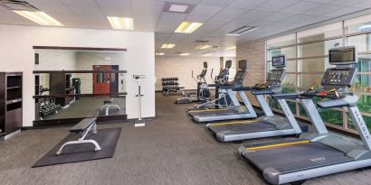 Fitness center at Courtyard By Marriott Santa Ana Orange County.