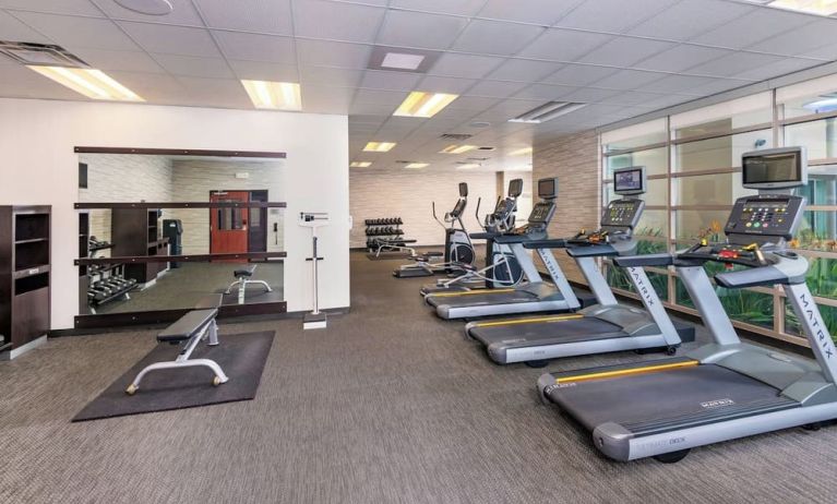 Fitness center at Courtyard By Marriott Santa Ana Orange County.