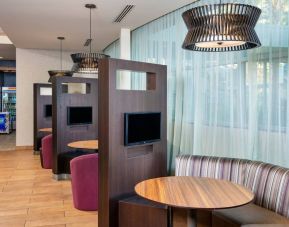 Media pods perfect for coworking at Courtyard By Marriott Santa Ana Orange County.