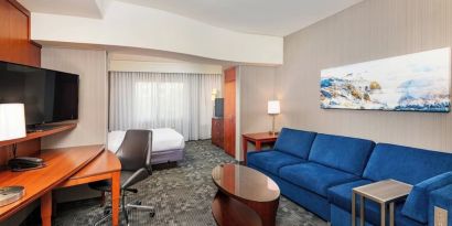 Day use room with living area at Courtyard By Marriott Santa Ana Orange County.