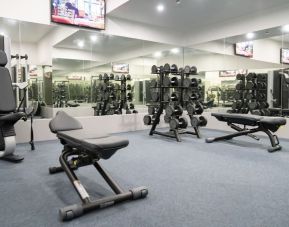 Fully equipped fitness center at Atrium Hotel Heathrow.