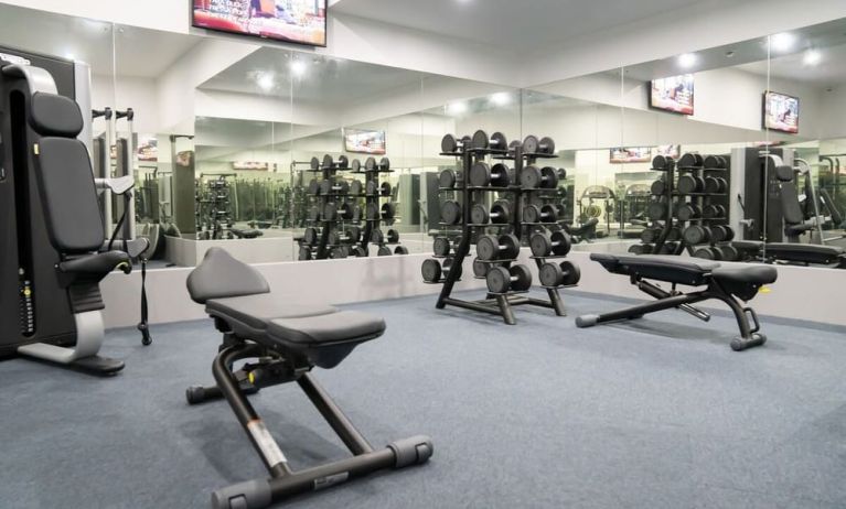 Fully equipped fitness center at Atrium Hotel Heathrow.