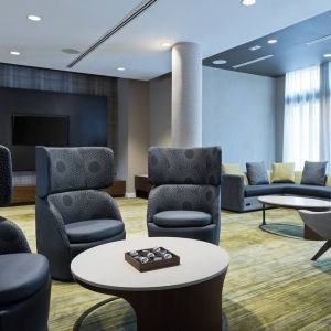 Lobby and coworking lounge at Courtyard By Marriott Ruston.