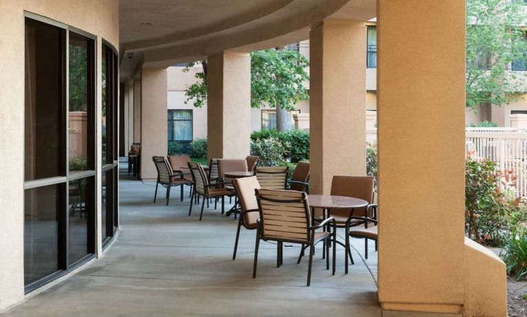 Patio perfect for coworking at Courtyard By Marriott Santa Clarita Valencia.