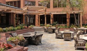 Picnic area perfect for coworking at DoubleTree Suites By Hilton Hotel Charlotte - SouthPark.