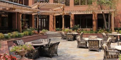 Picnic area perfect for coworking at DoubleTree Suites By Hilton Hotel Charlotte - SouthPark.