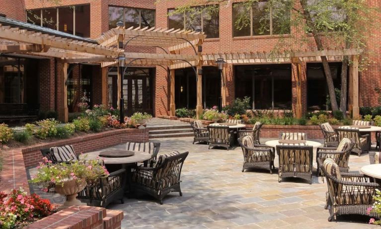 Picnic area perfect for coworking at DoubleTree Suites By Hilton Hotel Charlotte - SouthPark.