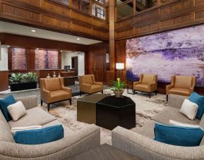 Lobby and coworking lounge at DoubleTree Suites By Hilton Hotel Charlotte - SouthPark.