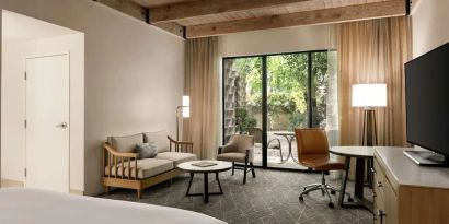 Day use room with sofa and work desk at DoubleTree By Hilton Scottsdale.