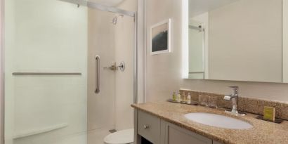 Guest bathroom with shower at DoubleTree By Hilton Scottsdale.