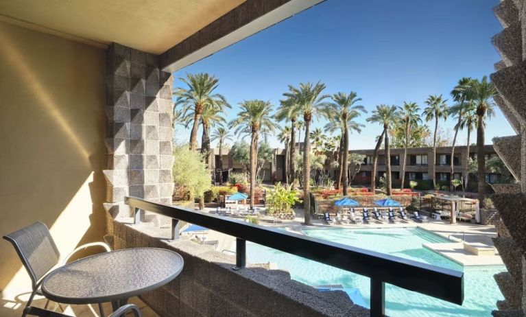 Balcony inside day use room at DoubleTree By Hilton Scottsdale.